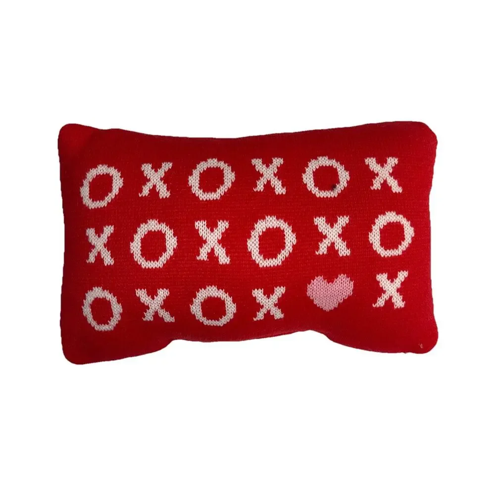 Room Essentials Valentine's Day XOXO red knit lumbar throw pillow (Small Stain)